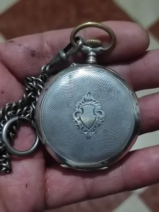 Bonito reloj de bolsillo antiguo de plata 47 mm