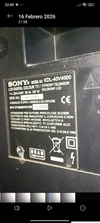 Televisor Sony KDL-40V4000