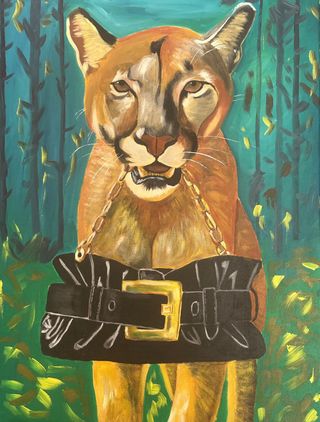 Cuadro pantera con bolso original unico