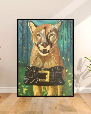 Cuadro pantera con bolso original unico