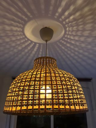 Bamboo lamp shade with cord set and light bulb