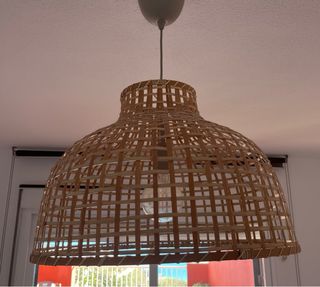 Bamboo lamp shade with cord set and light bulb