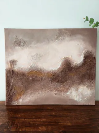 Cuadro abstracto texturizado beige y marrón