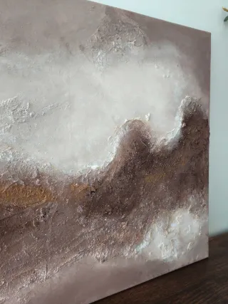 Cuadro abstracto texturizado beige y marrón