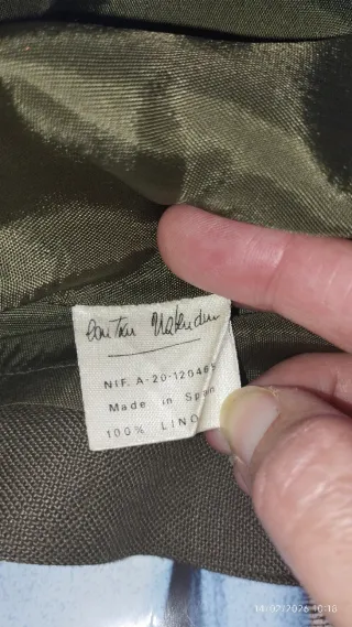 Falda verde, Boutique Italiana, talla 40, 100% lin