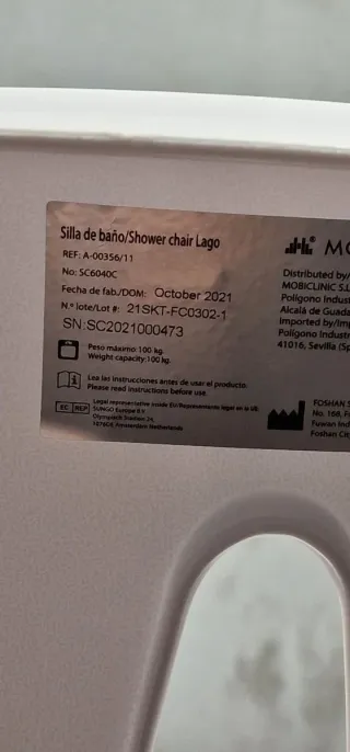 Mobiclinic, Silla de Baño Giratoria, Lago, Reposab