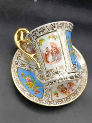 Taza con platillo Saxe de colección