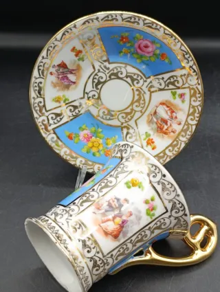 Taza con platillo Saxe de colección