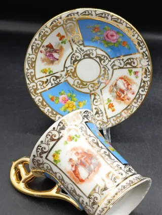 Taza con platillo Saxe de colección