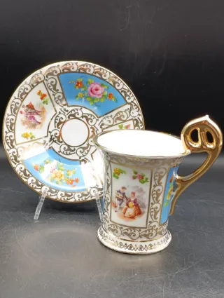 Taza con platillo Saxe de colección