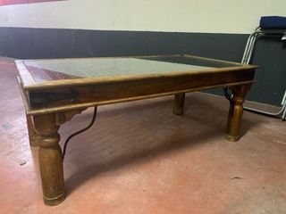 Mesa baja  de forja y roble
