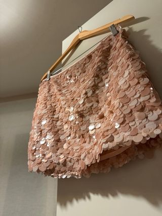 Falda lentejuelas rosa, talla s, de zara