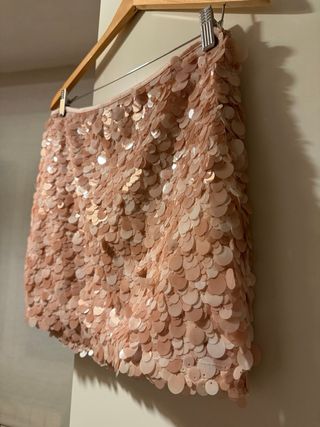 Falda lentejuelas rosa, talla s, de zara