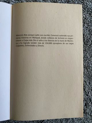 Culpa mía de Mercedes Ron. EDICIÓN BOLSILLO.