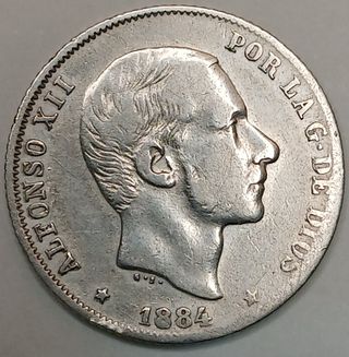 20 Centavos de Peso 1884 Manila Plata, Alfonso XII