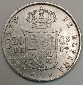 20 Centavos de Peso 1884 Manila Plata, Alfonso XII