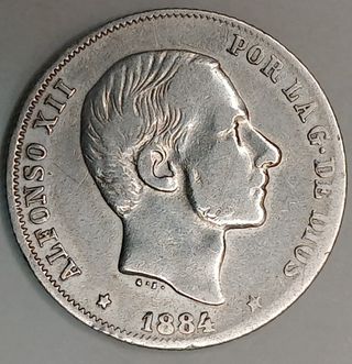 20 Centavos de Peso 1884 Manila Plata, Alfonso XII