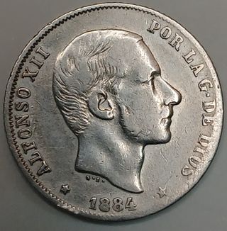 20 Centavos de Peso 1884 Manila Plata, Alfonso XII