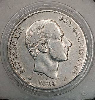 20 Centavos de Peso 1884 Manila Plata, Alfonso XII