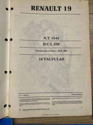 RENAULT 19 16V F7P MANUALES D REPARACION CONCESION