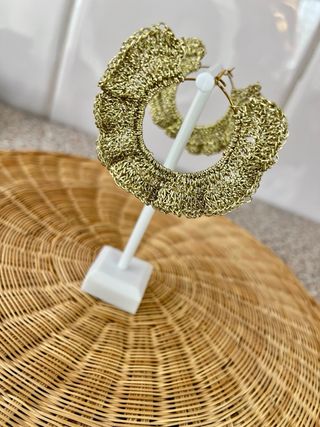 Pendientes Aro Tejidos a Mano Dorados