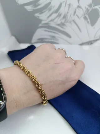 Pulsera Cuerda Acero Inoxidable Dorada