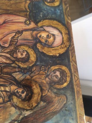 Retablo arte sacro Virgen con ángeles