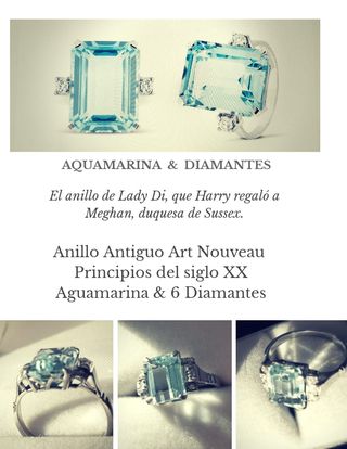 SORTIJA Antigua Aguamarina & Brillantes en Platino