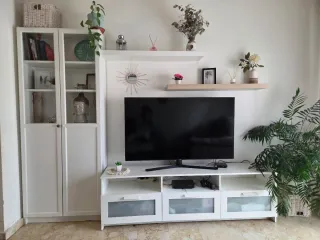 Mueble TV, Vitrina y Estanterías Blancas ,