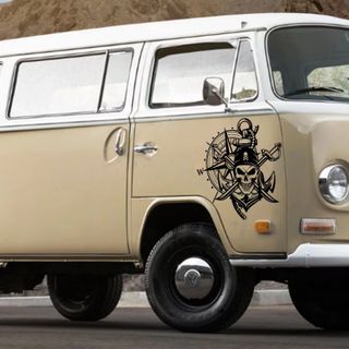 Pegatina Calavera Pirata Brújula Ancla