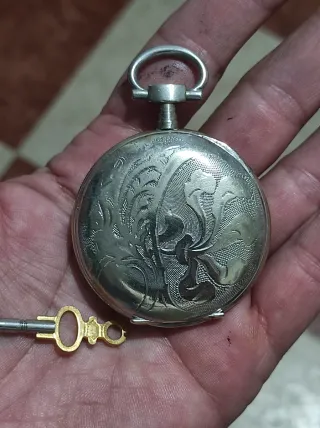 Reloj de bolsillo alpaca/plata alemána antiguo