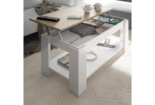 Mesa elevable grande 102x50cm/ roble y blanco