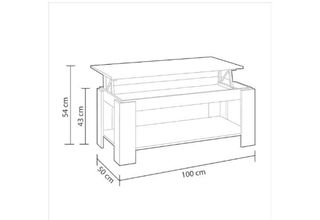 Mesa elevable grande 102x50cm/ roble y blanco