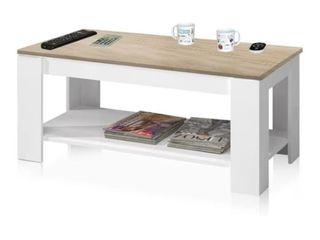 Mesa elevable grande 102x50cm/ roble y blanco