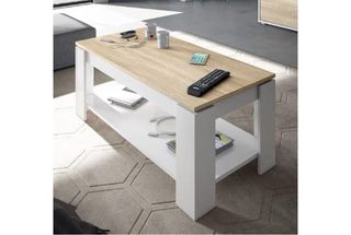 Mesa elevable grande 102x50cm/ roble y blanco