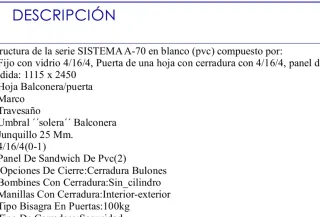 Puerta blanca PVC  con cristal fijo