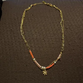 Gargantilla doble de acero dorado.