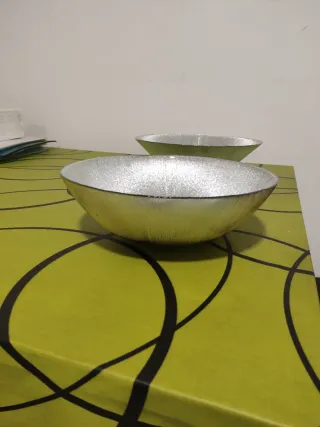 Centros de mesa cristal plateado.