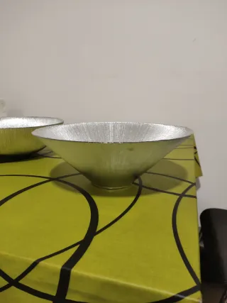 Centros de mesa cristal plateado.