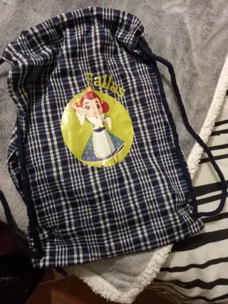 Mochila saco fallera azul y blanca