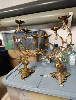 candelabros antiguos de bronce 1870 y 1900