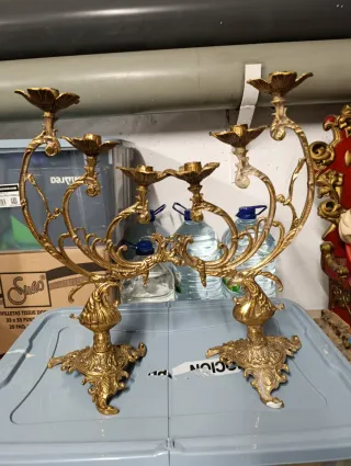 candelabros antiguos de bronce 1870 y 1900