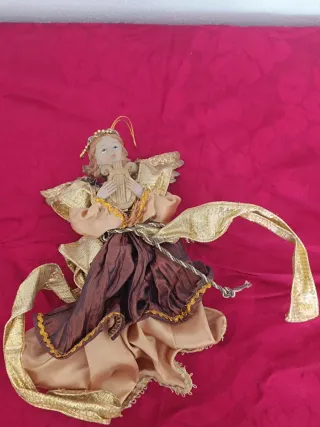 Anjo Decorativo com Harpa Dourada