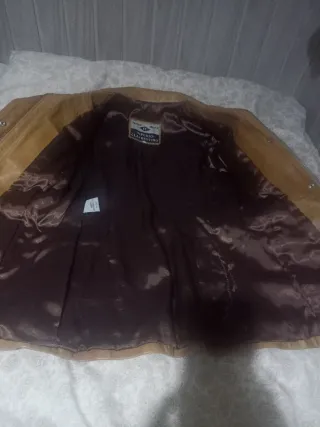Chaqueta de cuero genuino beige