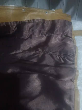 Chaqueta de cuero genuino beige