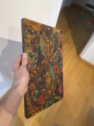 Retablo sacro antiguo Jesús y apóstoles