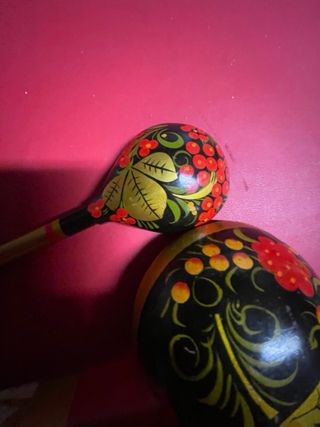 2 Mestoli Legno Dipinti a Mano