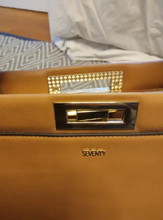 Borsa a spalla Seventy beige/arancione