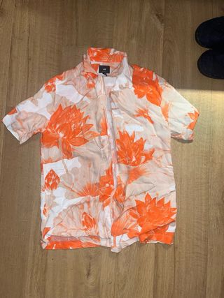 Camisa Hawaiana H&M Naranja y Blanca