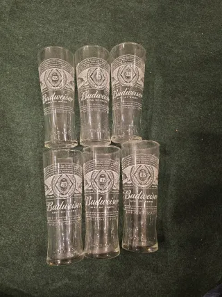 6 Vasos Budweiser de Vidrio